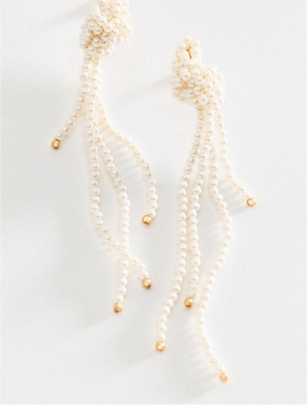 New! Anthropologie Glass Pearl Knot Drop Earrings Spring Bridal NWT